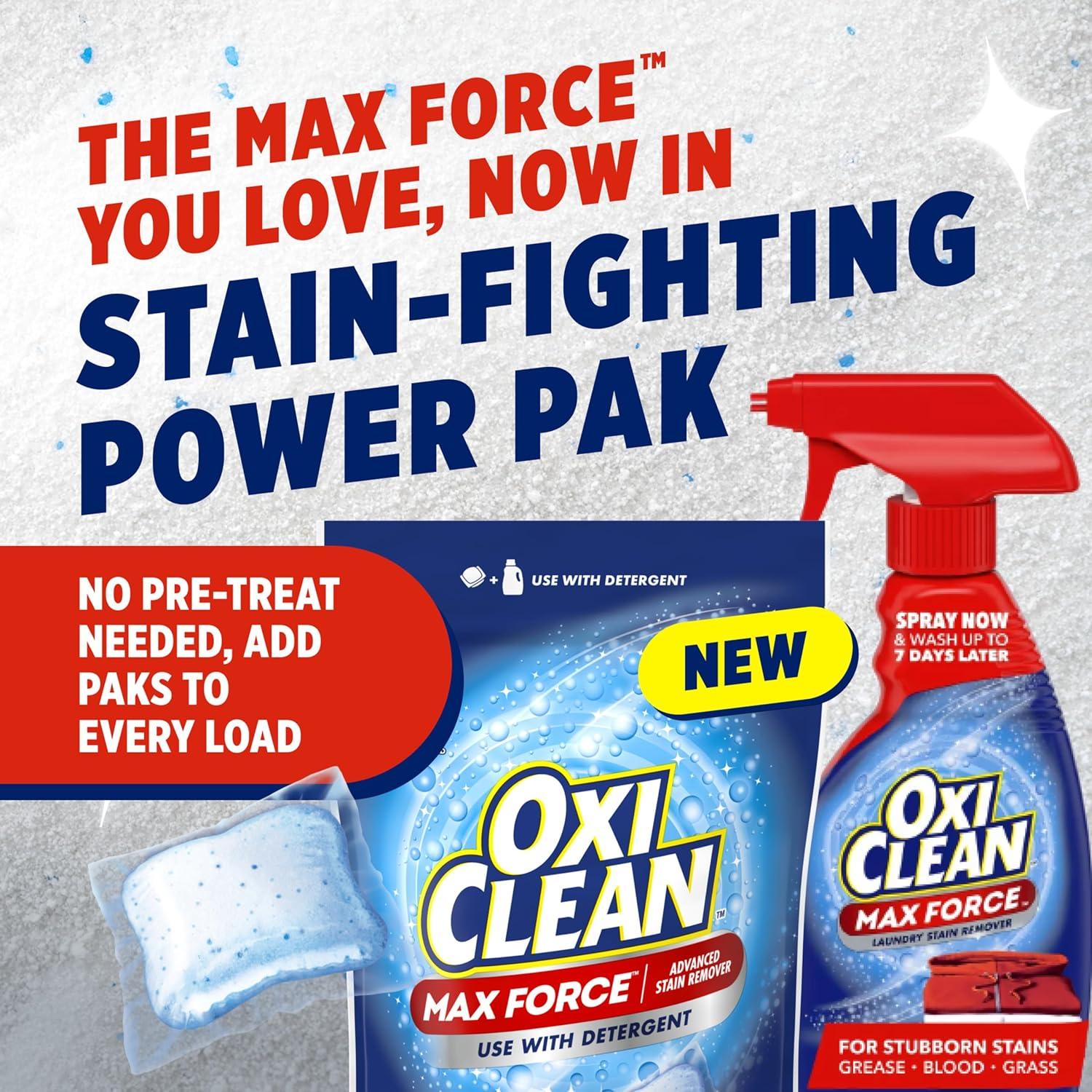 image:imageOxiClean Max Force Advanced Stain Remover Power Paks ColorSafe BleachFree Kids and Baby Essential Use with Detergent to Remove Messy Stains like Berries Juice Mud Grass 24 Count