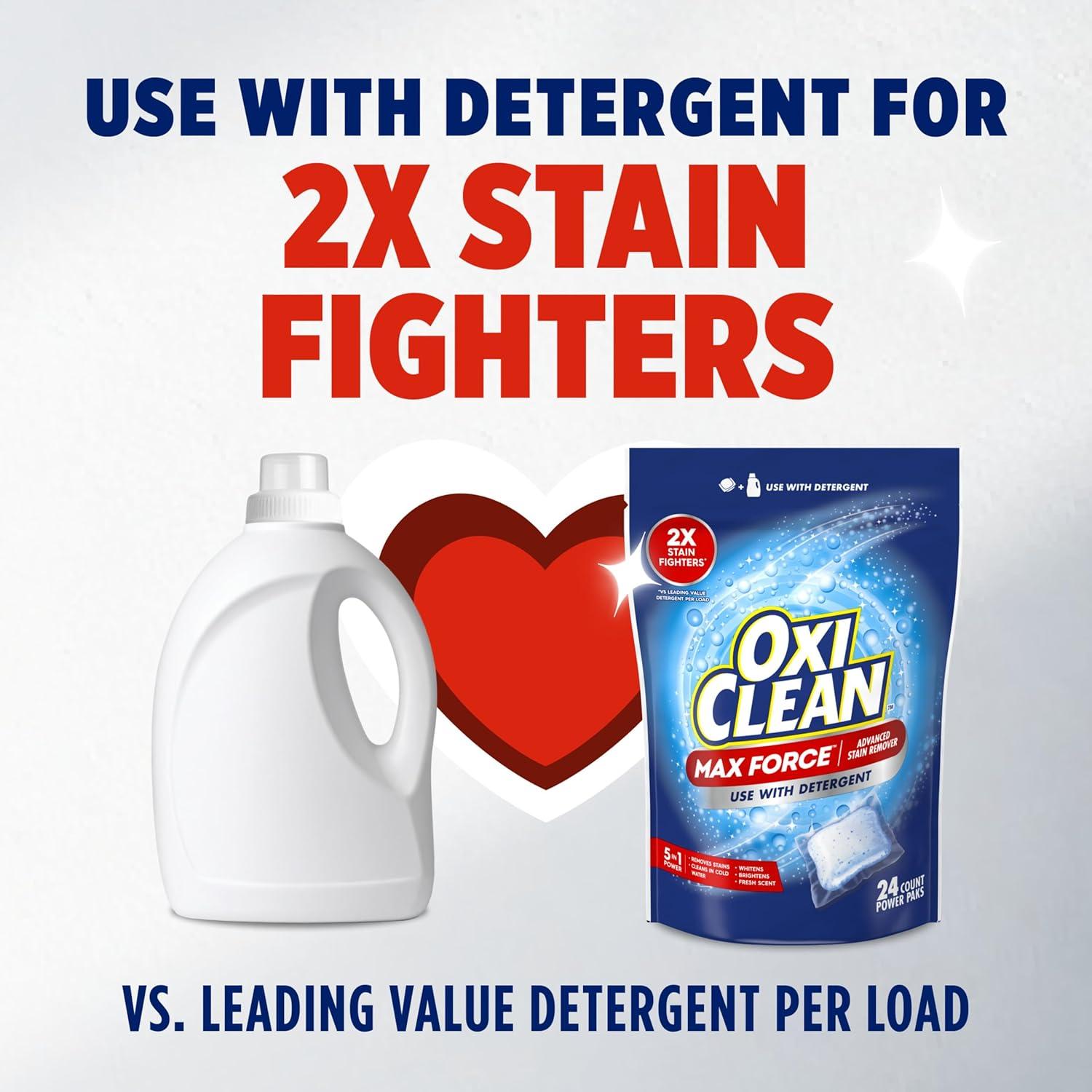 image:imageOxiClean Max Force Advanced Stain Remover Power Paks ColorSafe BleachFree Kids and Baby Essential Use with Detergent to Remove Messy Stains like Berries Juice Mud Grass 24 Count