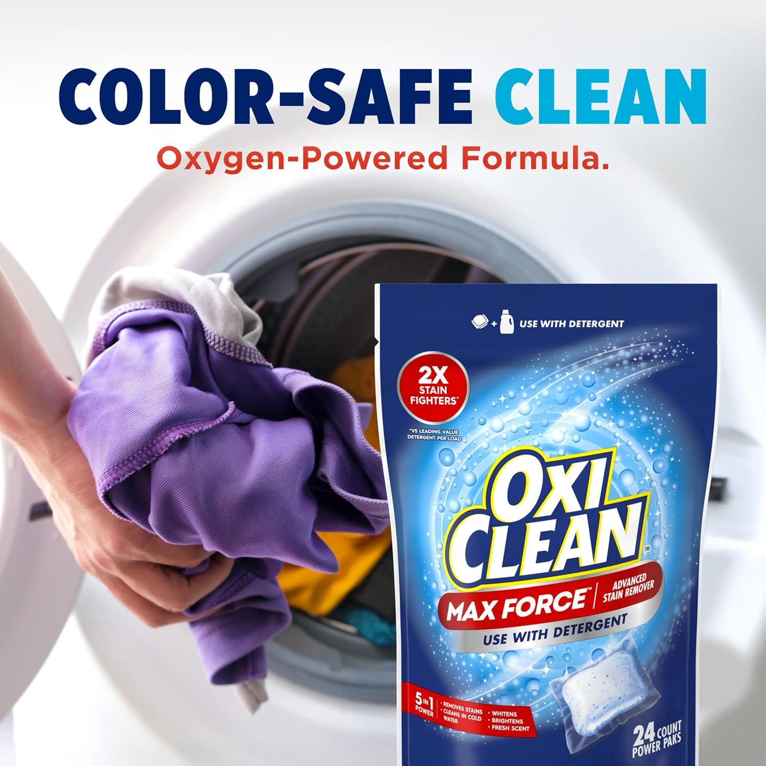 image:imageOxiClean Max Force Advanced Stain Remover Power Paks ColorSafe BleachFree Kids and Baby Essential Use with Detergent to Remove Messy Stains like Berries Juice Mud Grass 24 Count