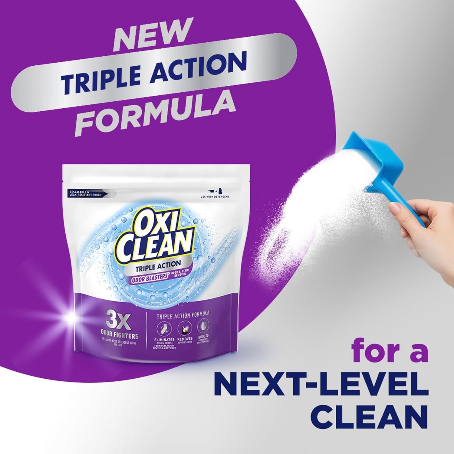 image:imageOxiClean Triple Action Odor Blasters Removes Stains and Eliminates Tough Odors Stain Remover Powder Use with Detergent ColorSafe and ChlorineFree 4 Lbs Pack of 164 Ounce Pack of 1