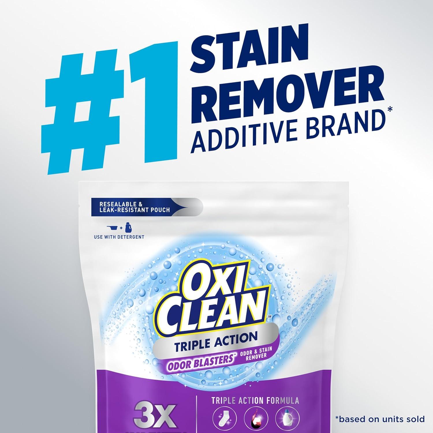 image:imageOxiClean Triple Action Odor Blasters Removes Stains and Eliminates Tough Odors Stain Remover Powder Use with Detergent ColorSafe and ChlorineFree 4 Lbs Pack of 1104 Ounce Pack of 1