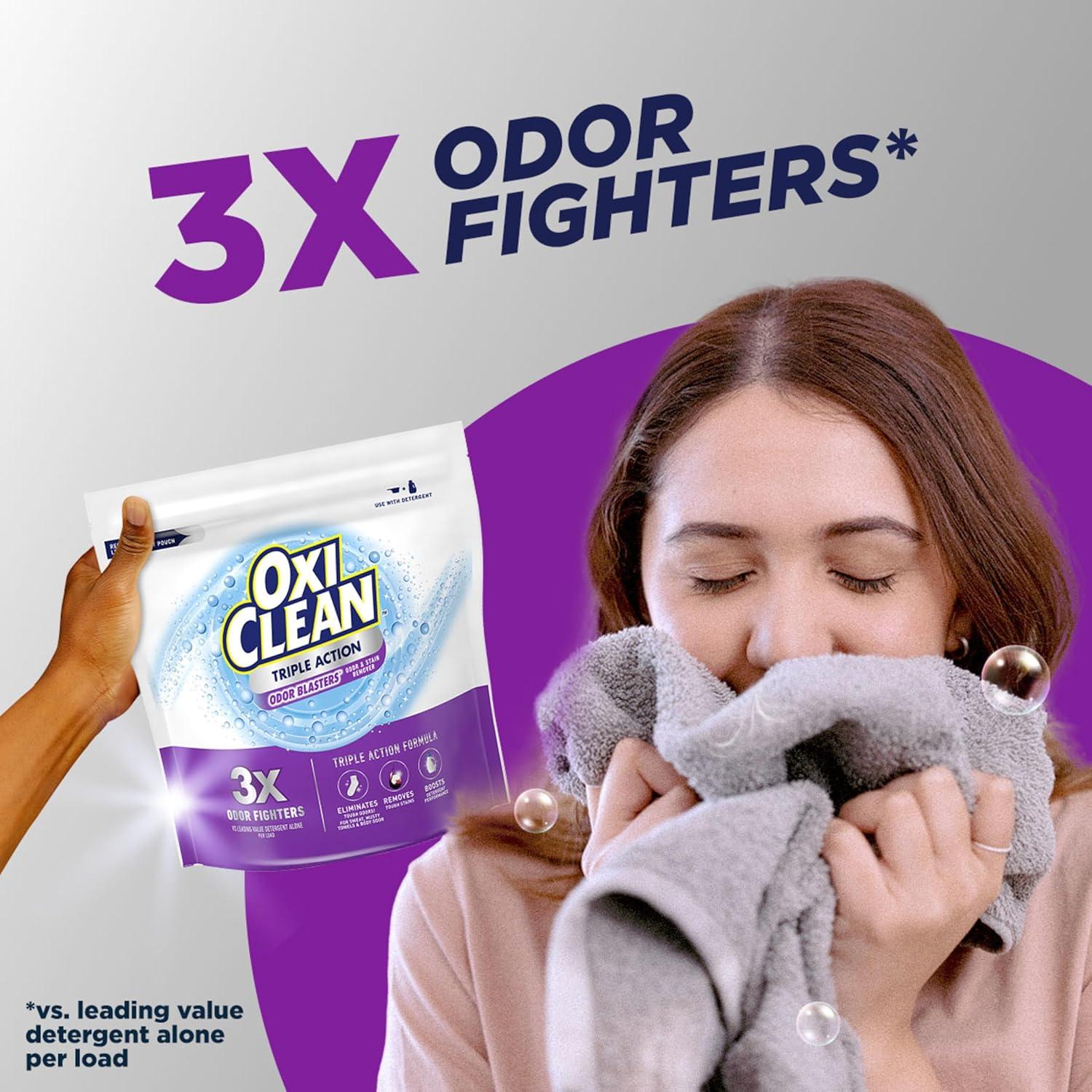 image:imageOxiClean Triple Action Odor Blasters Removes Stains and Eliminates Tough Odors Stain Remover Powder Use with Detergent ColorSafe and ChlorineFree 4 Lbs Pack of 164 Ounce Pack of 1