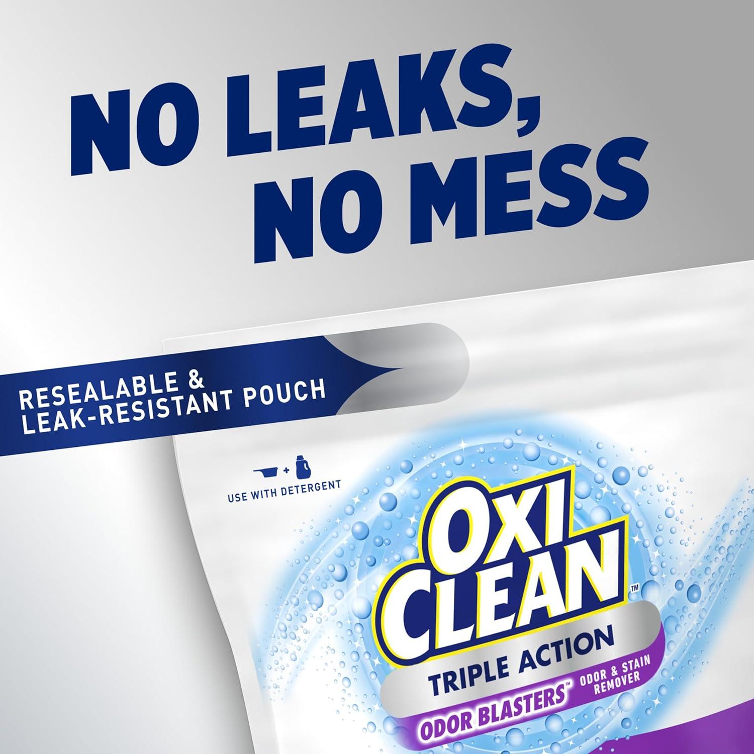 image:imageOxiClean Triple Action Odor Blasters Removes Stains and Eliminates Tough Odors Stain Remover Powder Use with Detergent ColorSafe and ChlorineFree 4 Lbs Pack of 1104 Ounce Pack of 1
