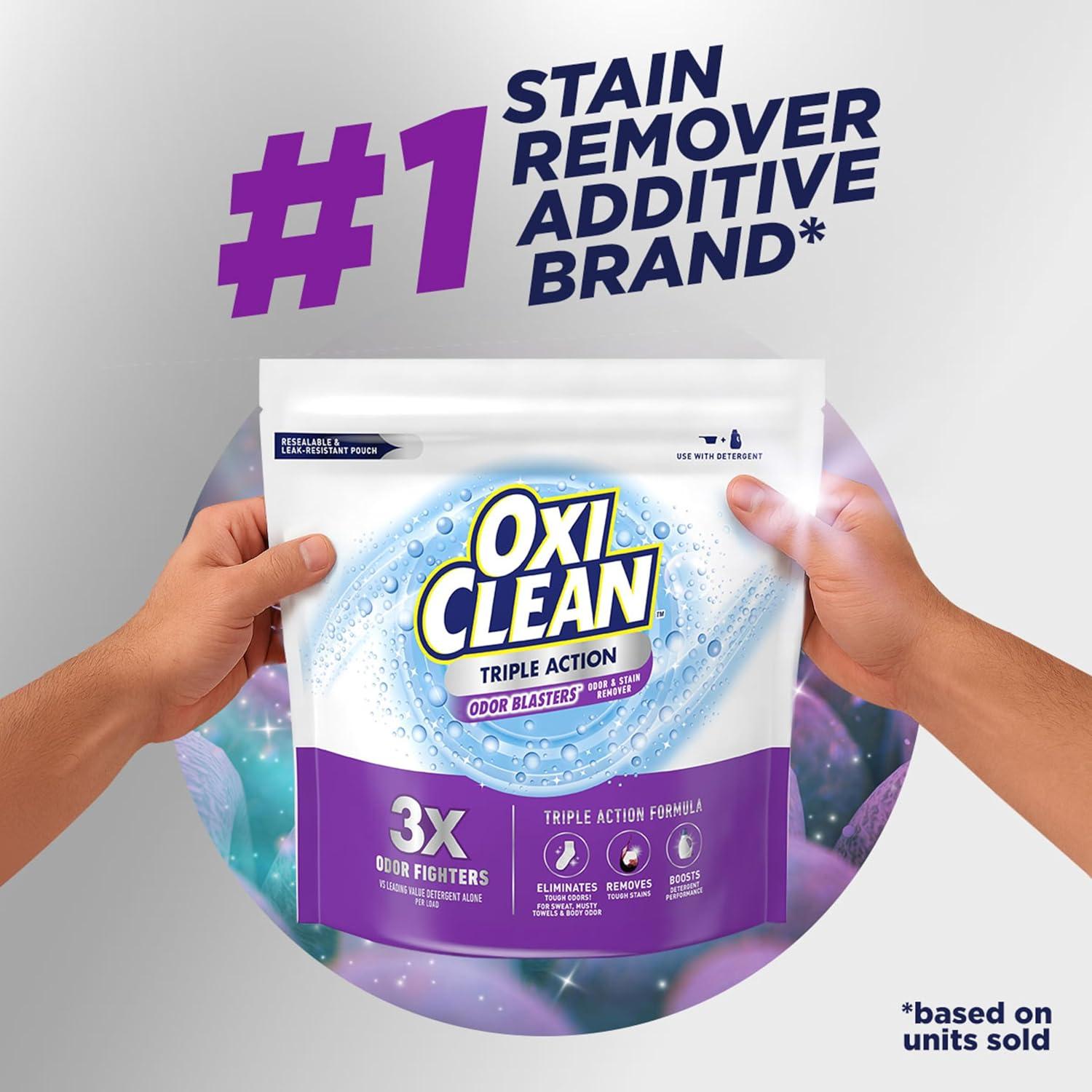 image:imageOxiClean Triple Action Odor Blasters Removes Stains and Eliminates Tough Odors Stain Remover Powder Use with Detergent ColorSafe and ChlorineFree 4 Lbs Pack of 164 Ounce Pack of 1