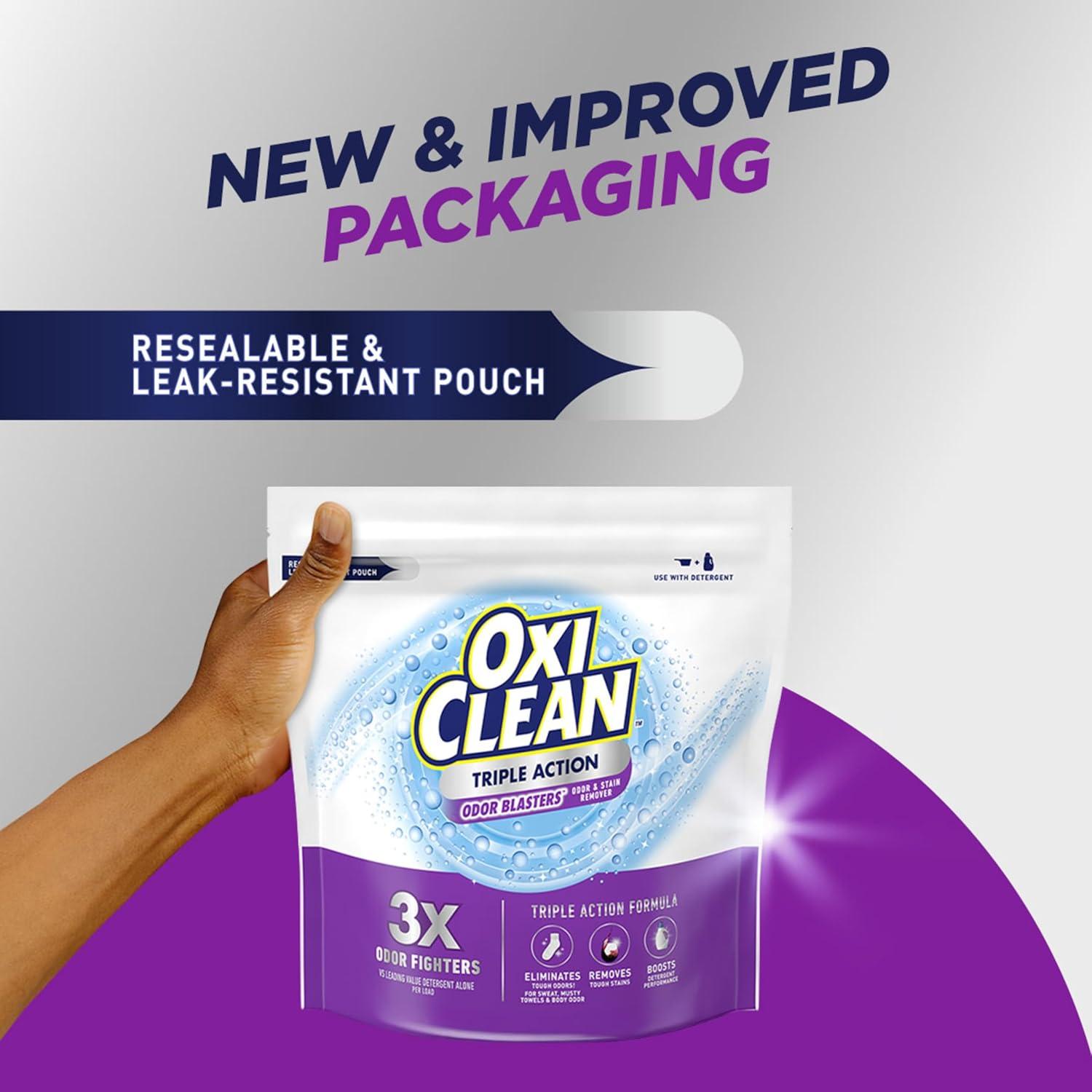 image:imageOxiClean Triple Action Odor Blasters Removes Stains and Eliminates Tough Odors Stain Remover Powder Use with Detergent ColorSafe and ChlorineFree 4 Lbs Pack of 164 Ounce Pack of 1