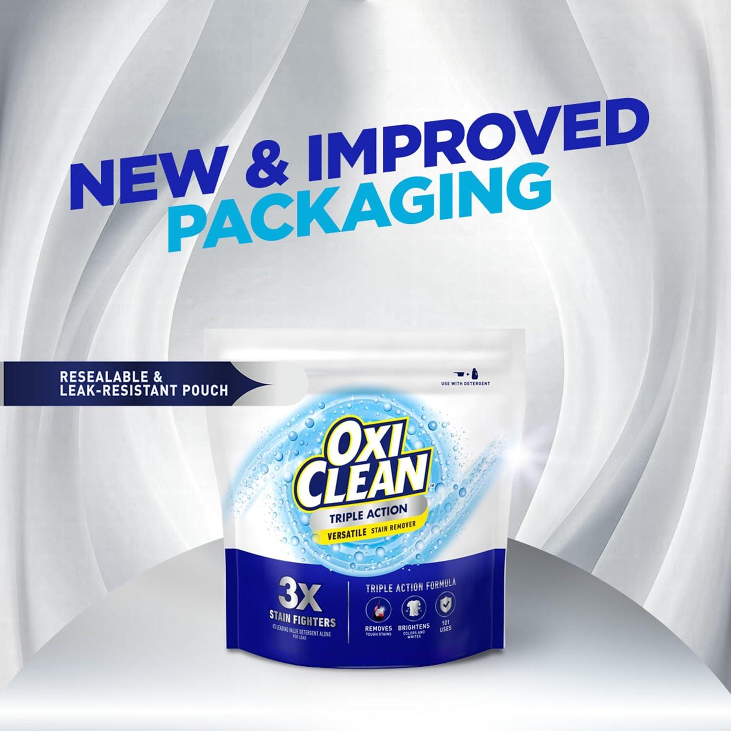 image:imageOxiClean Triple Action Versatile Stain Remover Powder Use with Detergent Removes Tough Stains like Grease Blood and Grass Brightens Colors and Whites Chlorine Free 65 lbs64 Ounce Pack of 1