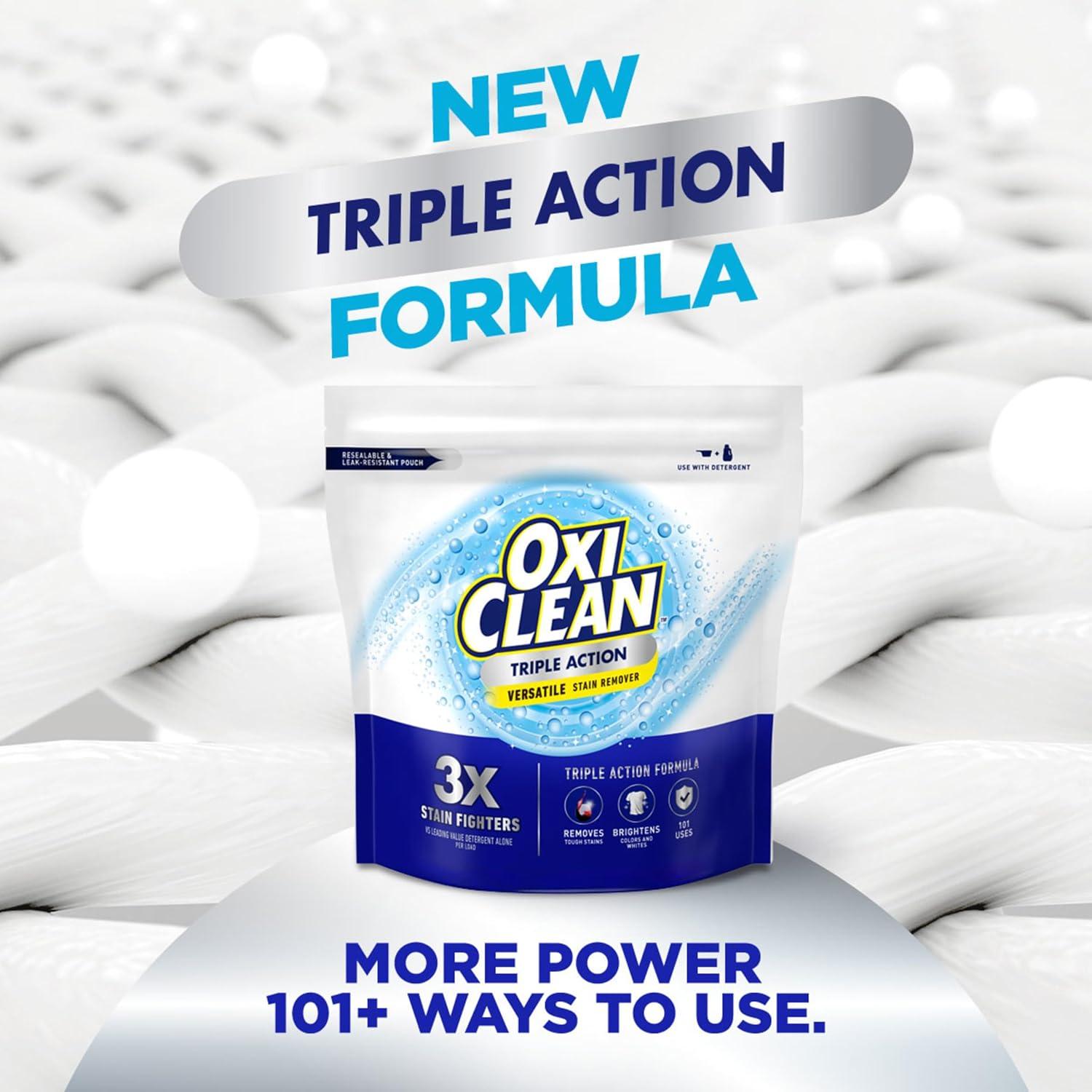 image:imageOxiClean Triple Action Versatile Stain Remover Powder Use with Detergent Removes Tough Stains like Grease Blood and Grass Brightens Colors and Whites Chlorine Free 65 lbs64 Ounce Pack of 1