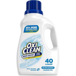 OxiClean White Revive Whitener & Stain Remover Liquid Additive, Water-Activated Oxygen Bleach for Laundry, 45 fl oz(50 Fl Oz (Pack of 1))
