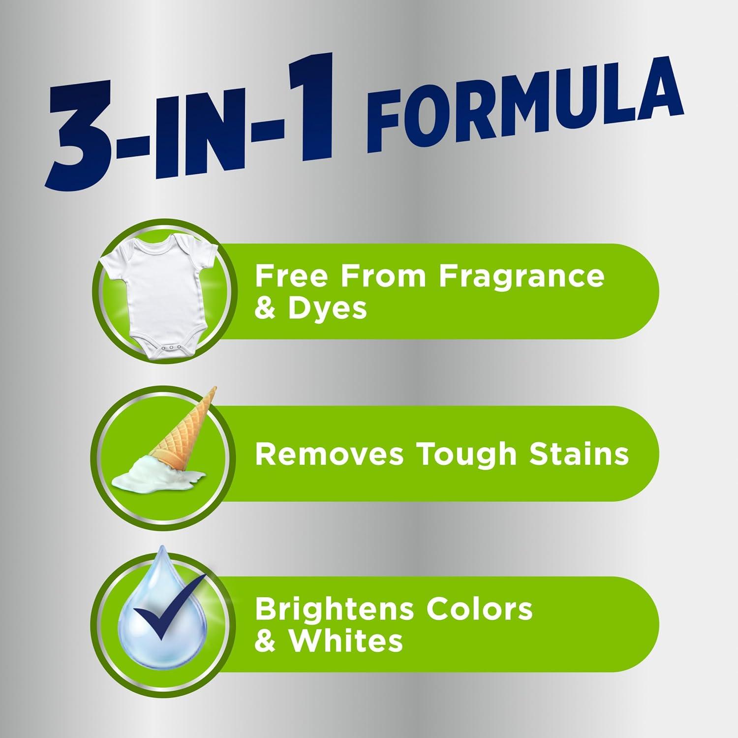 image:imageOxiClean Triple Action Free Versatile Stain Remover Powder Use with Detergent No Fragrance No Dyes No Chlorine Removes Stains Brightens Colors and Whites 4 lbs
