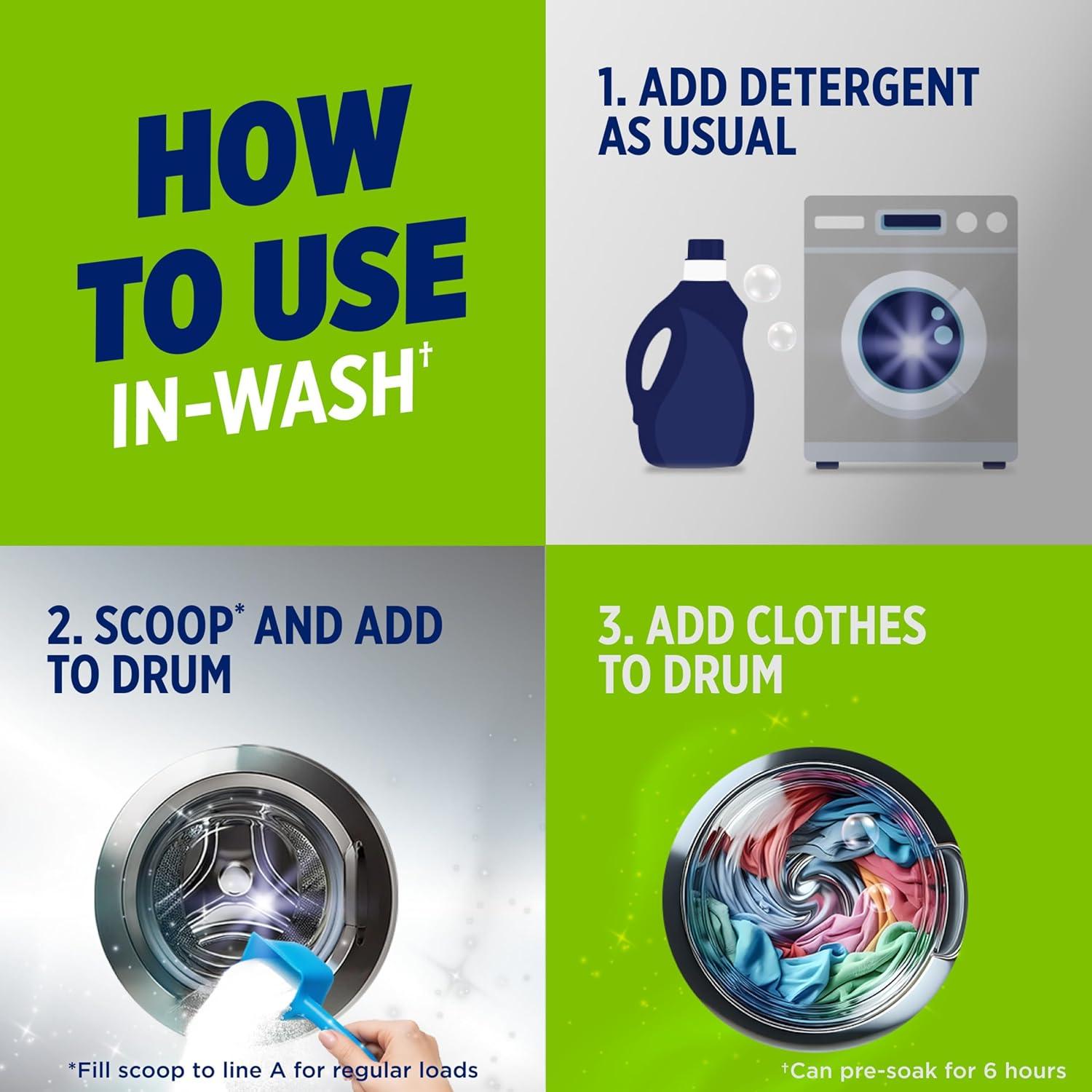 image:imageOxiClean Triple Action Free Versatile Stain Remover Powder Use with Detergent No Fragrance No Dyes No Chlorine Removes Stains Brightens Colors and Whites 4 lbs